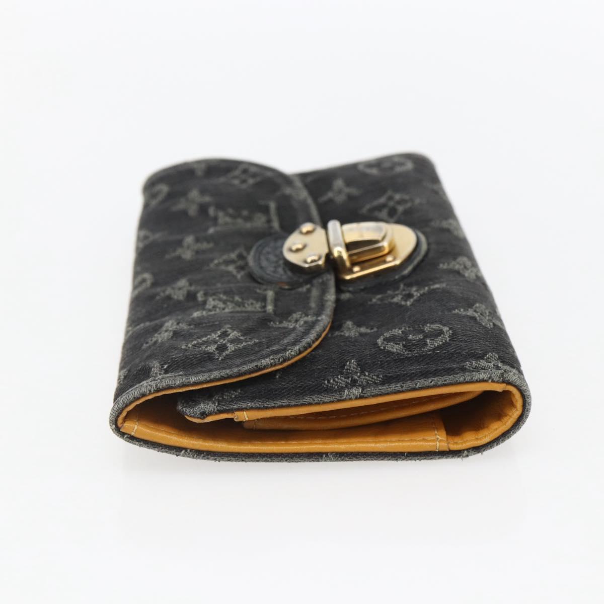 LOUIS VUITTON Denim Portefeuille Amelia Wallet Black M95512 Auth yk20055