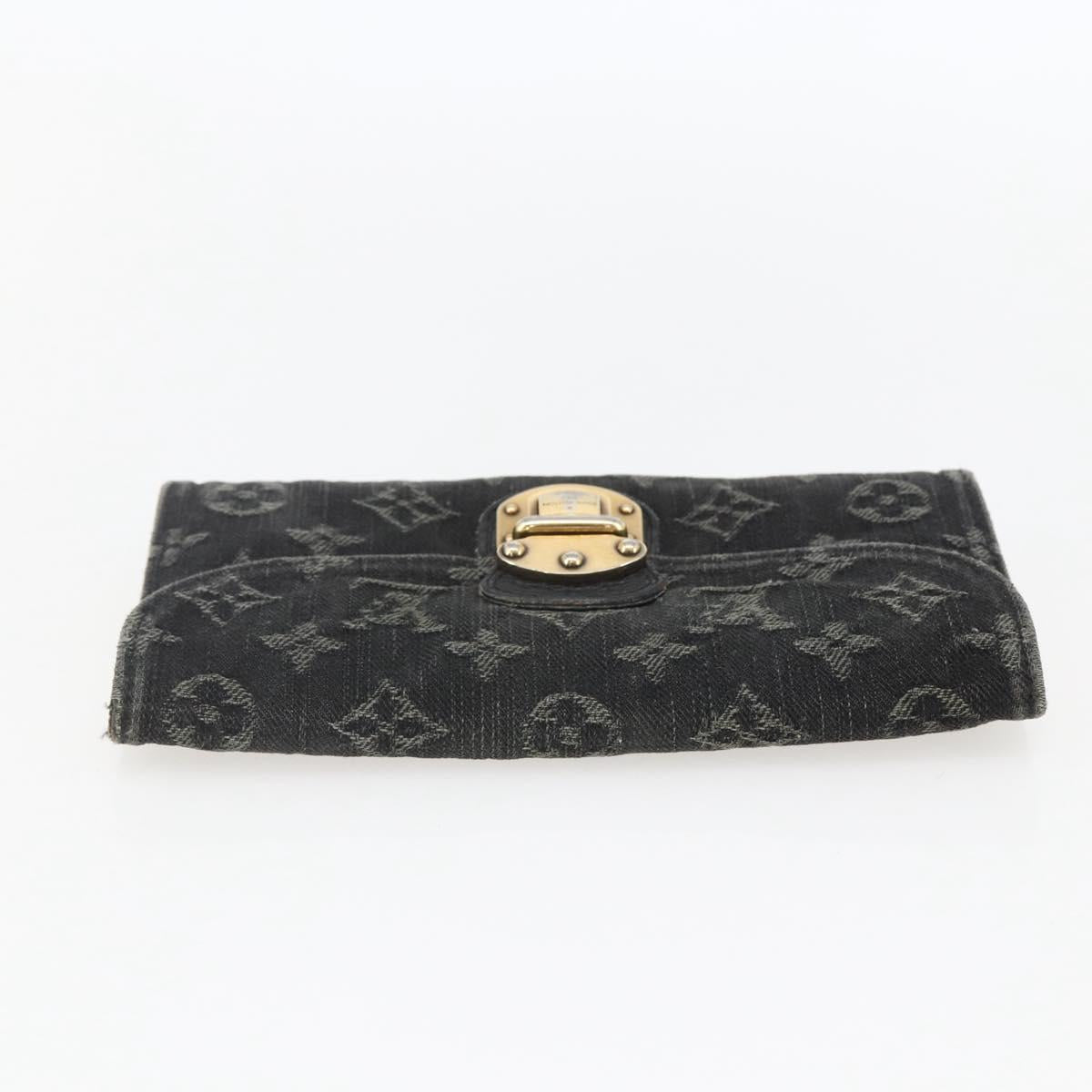 LOUIS VUITTON Denim Portefeuille Amelia Wallet Black M95512 Auth yk20055