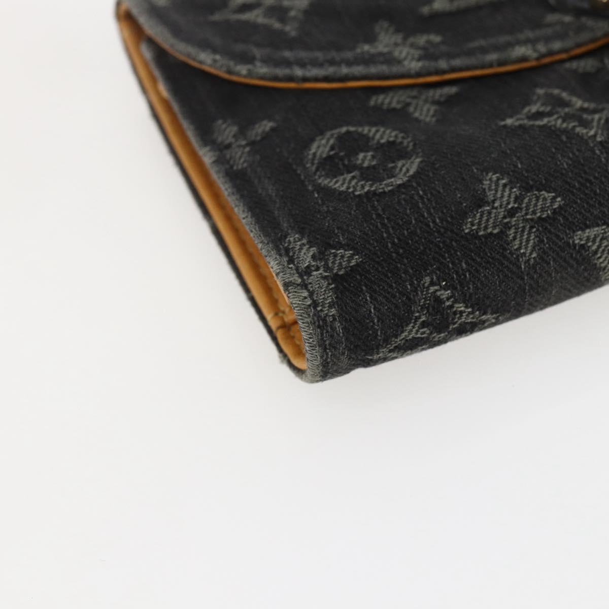 LOUIS VUITTON Denim Portefeuille Amelia Wallet Black M95512 Auth yk20055