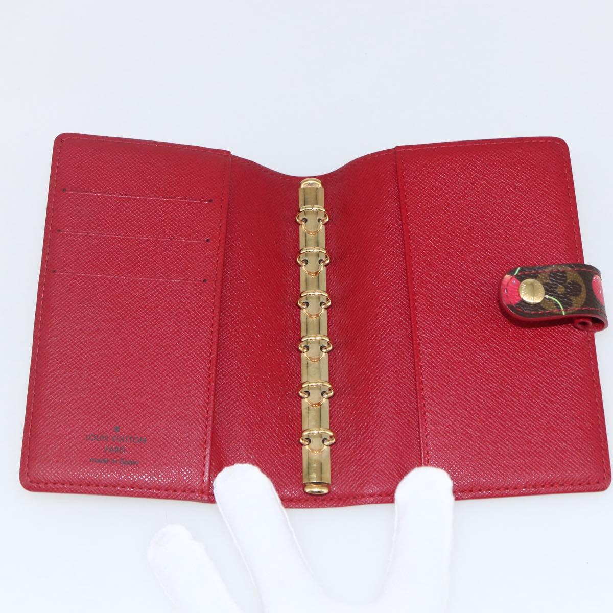 LOUIS VUITTON Cherry Agenda PM Day Planner Cover Red R21023 LV Auth yk20058V