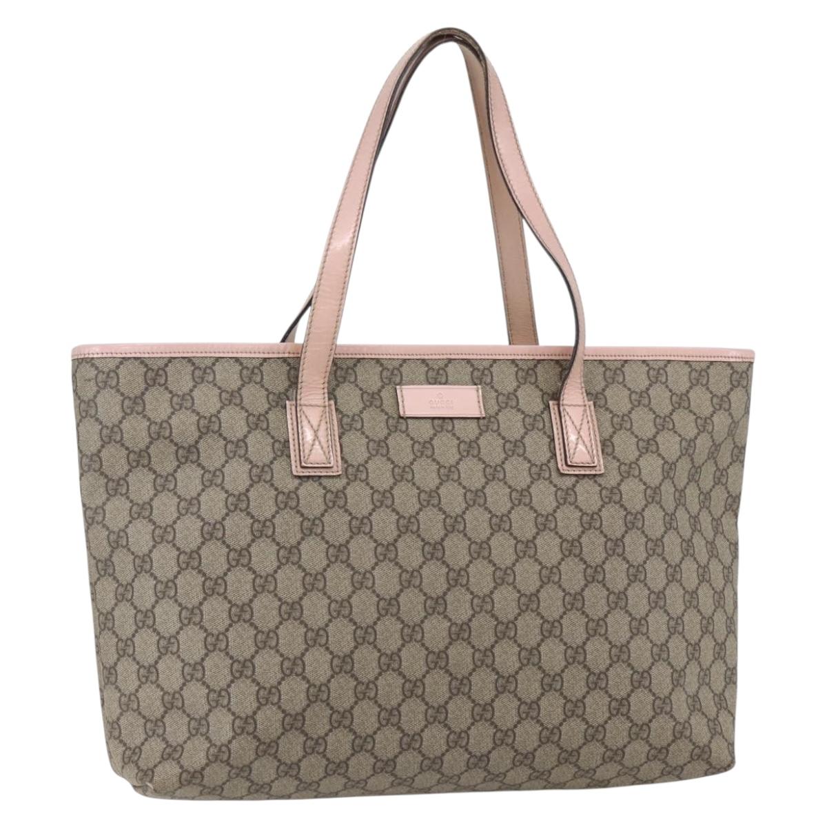 GUCCI GG Supreme Tote Bag PVC Beige 211137 Auth yk20059