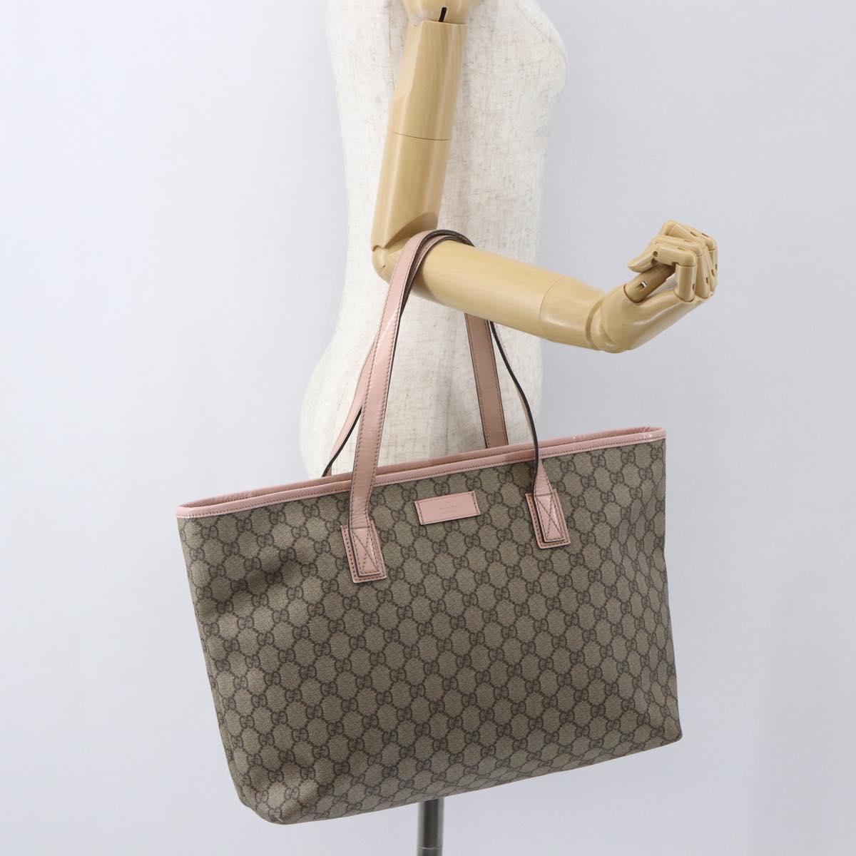 GUCCI GG Supreme Tote Bag PVC Beige 211137 Auth yk20059