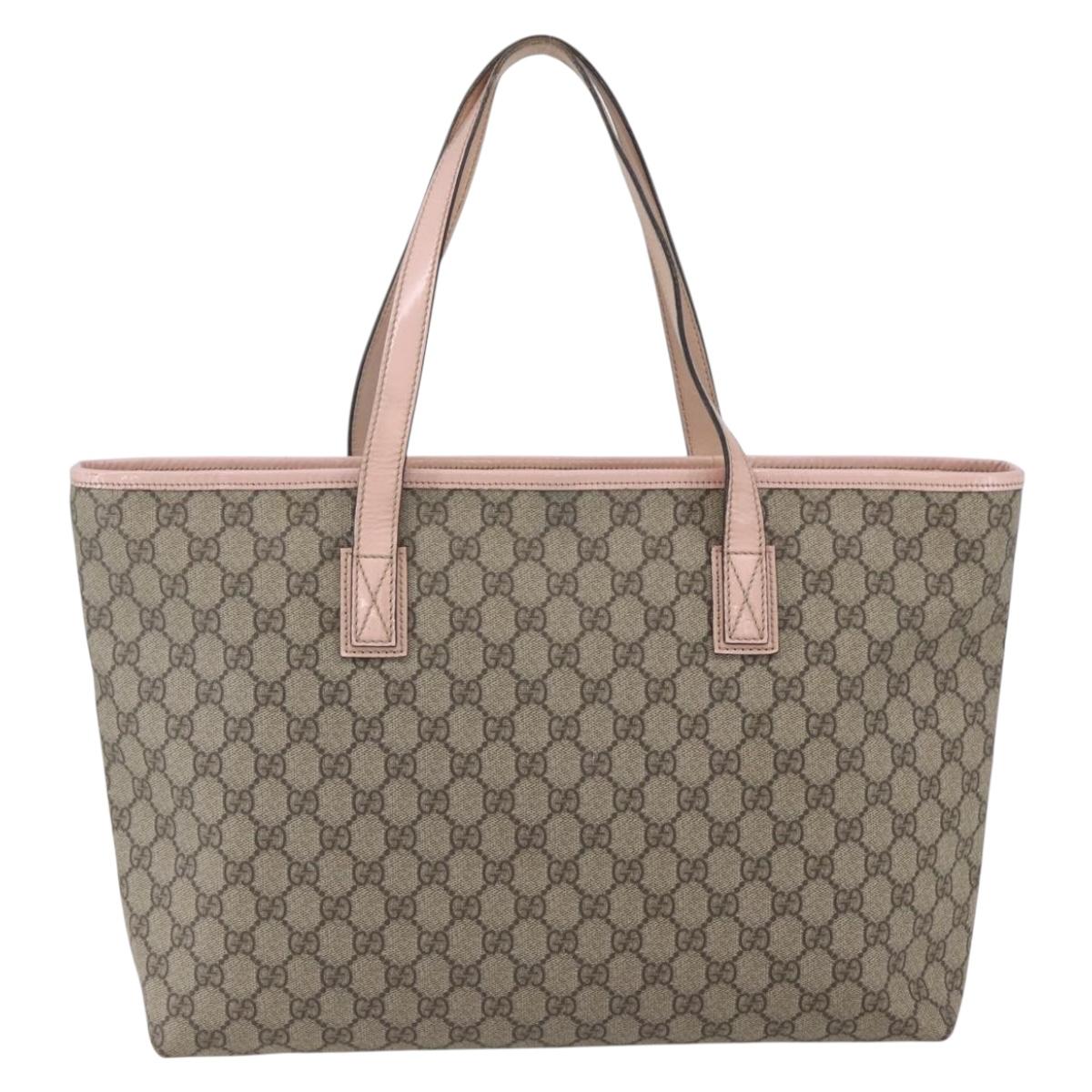 GUCCI GG Supreme Tote Bag PVC Beige 211137 Auth yk20059
