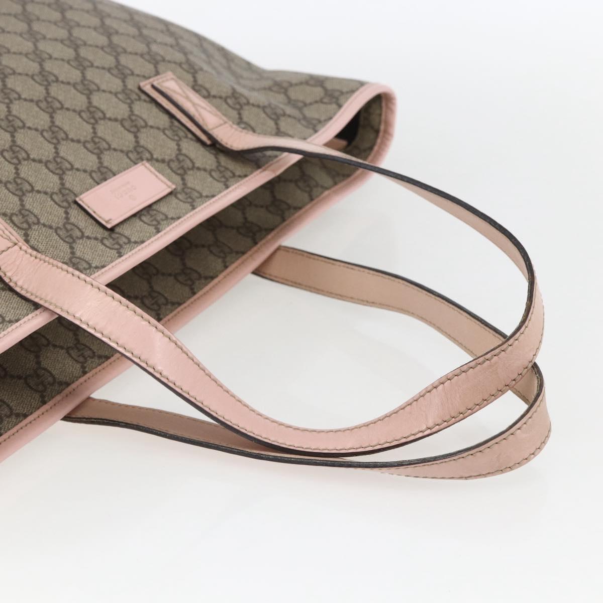 GUCCI GG Supreme Tote Bag PVC Beige 211137 Auth yk20059