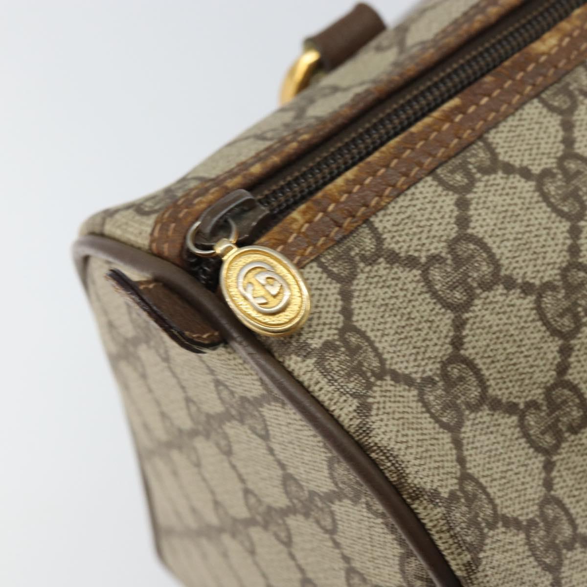 GUCCI GG Supreme Boston Bag PVC Beige Gold 002 39 6842 9411 Auth yk20066V