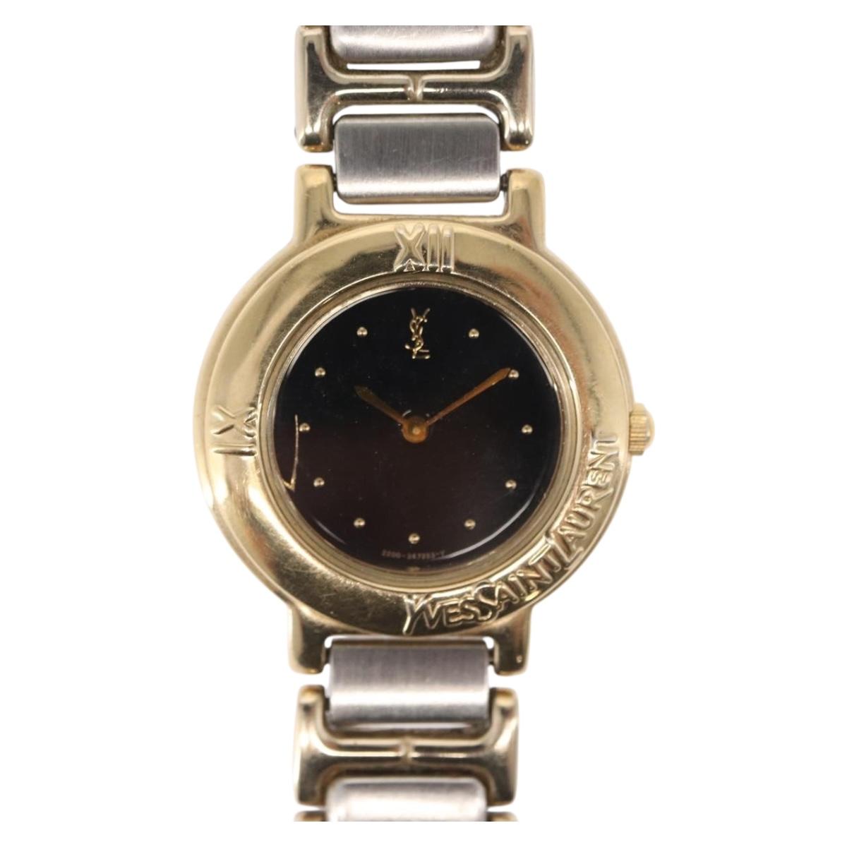 SAINT LAURENT Watches metal Silver Gold 229789Y Auth yk20073