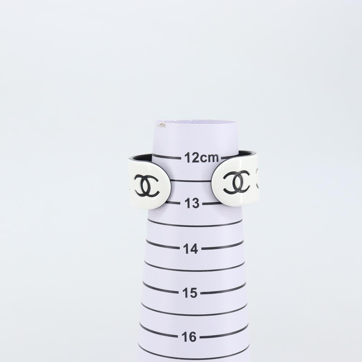 CHANEL Bangle COCO Mark Bracelet plastic White Black CC Auth yk20078V
