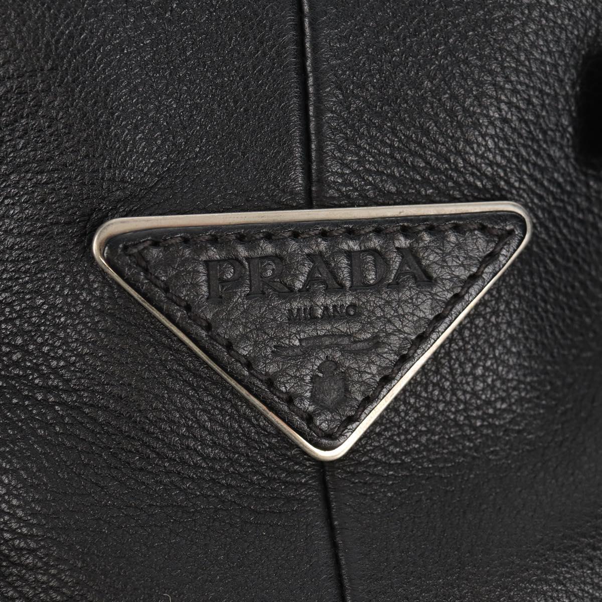 PRADA Shoulder Bag Leather Black Silver BR3250 Auth yk20080V