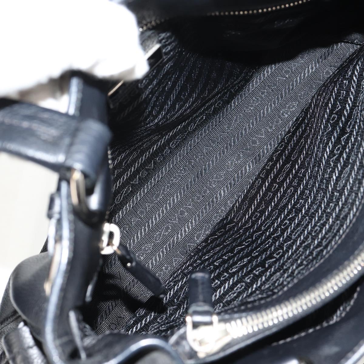 PRADA Shoulder Bag Leather Black Silver BR3250 Auth yk20080V
