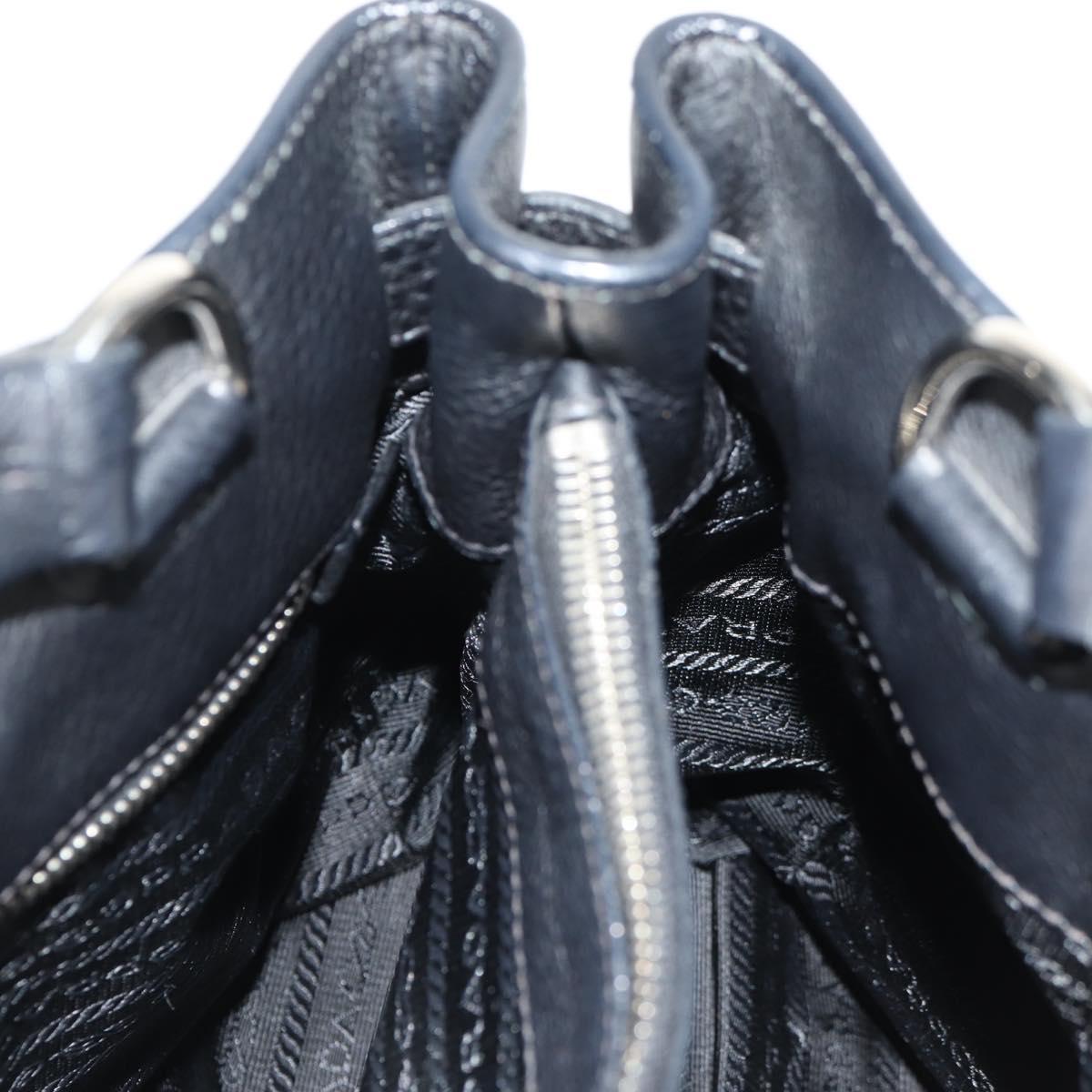 PRADA Shoulder Bag Leather Black Silver BR3250 Auth yk20080V