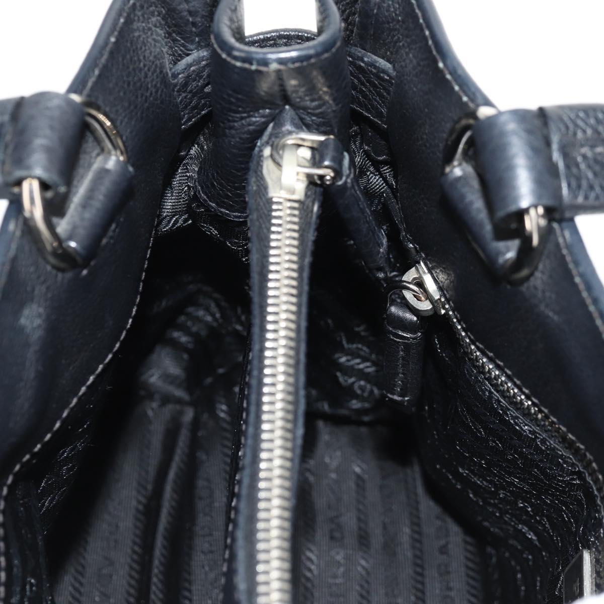 PRADA Shoulder Bag Leather Black Silver BR3250 Auth yk20080V