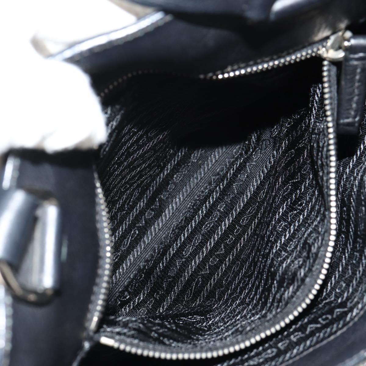 PRADA Shoulder Bag Leather Black Silver BR3250 Auth yk20080V