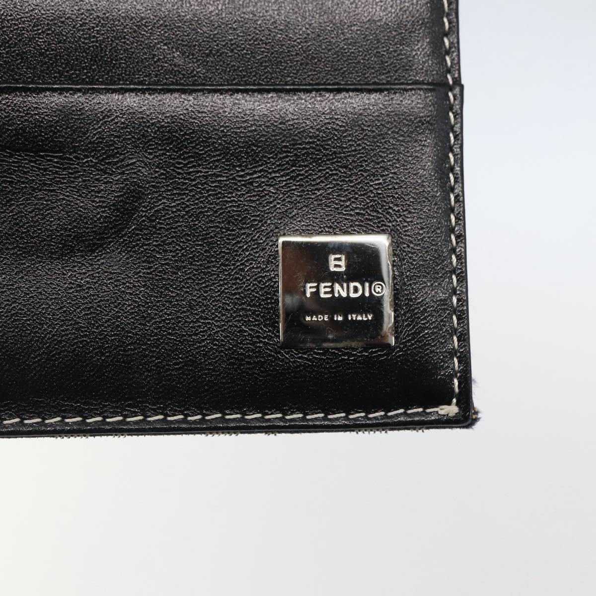FENDI Zucchino Canvas Long Wallet Navy Silver Auth yk20081