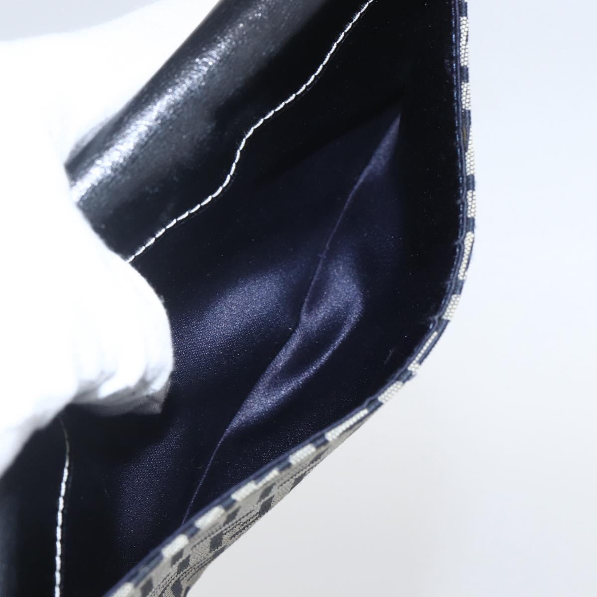 FENDI Zucchino Canvas Long Wallet Navy Silver Auth yk20081