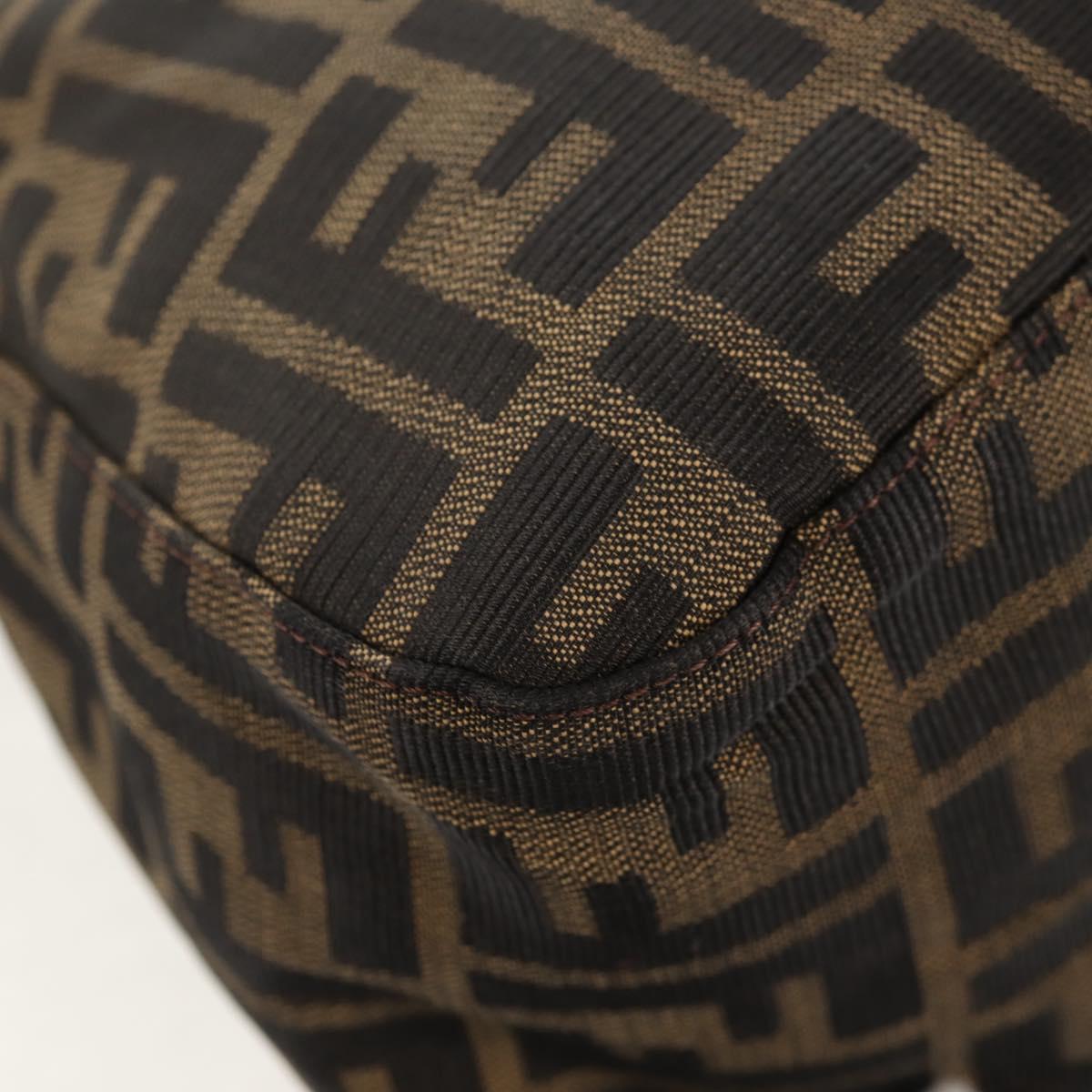 FENDI Zucca Canvas Mamma Baguette Shoulder Bag Black Brown Auth yk20092V