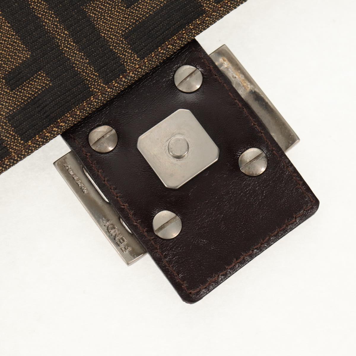 FENDI Zucca Canvas Mamma Baguette Shoulder Bag Black Brown Auth yk20092V