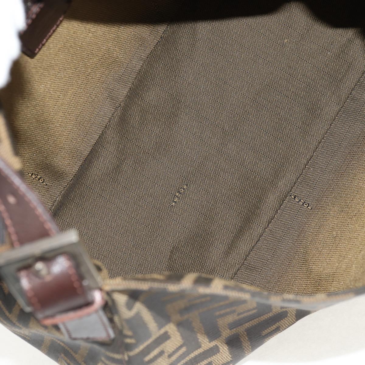 FENDI Zucca Canvas Mamma Baguette Shoulder Bag Black Brown Auth yk20092V