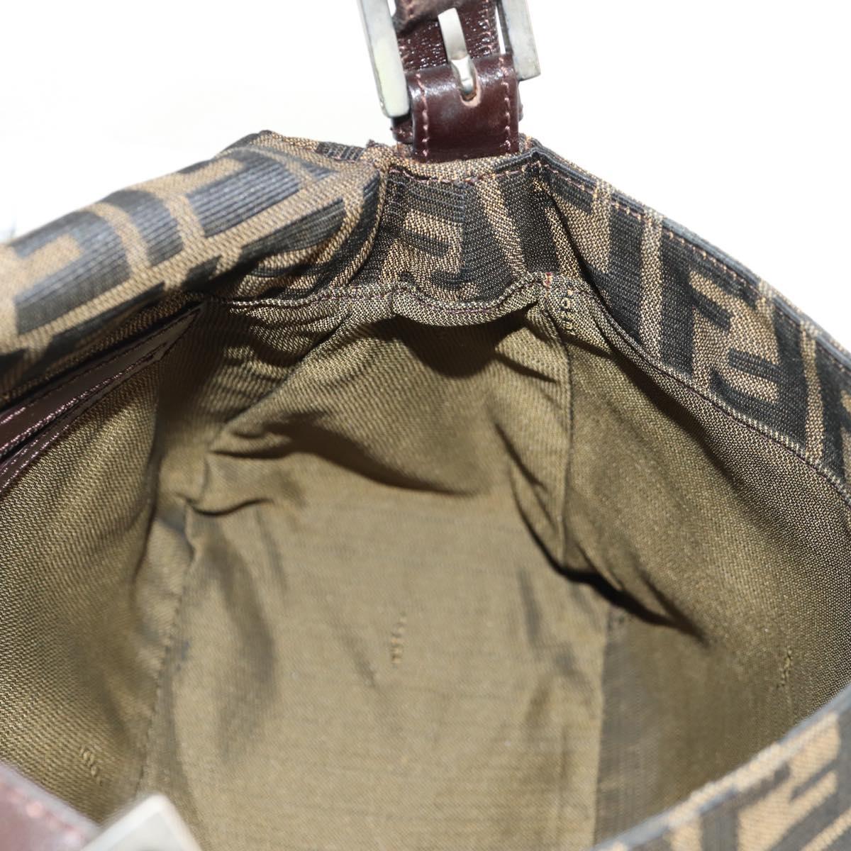 FENDI Zucca Canvas Mamma Baguette Shoulder Bag Black Brown Auth yk20092V