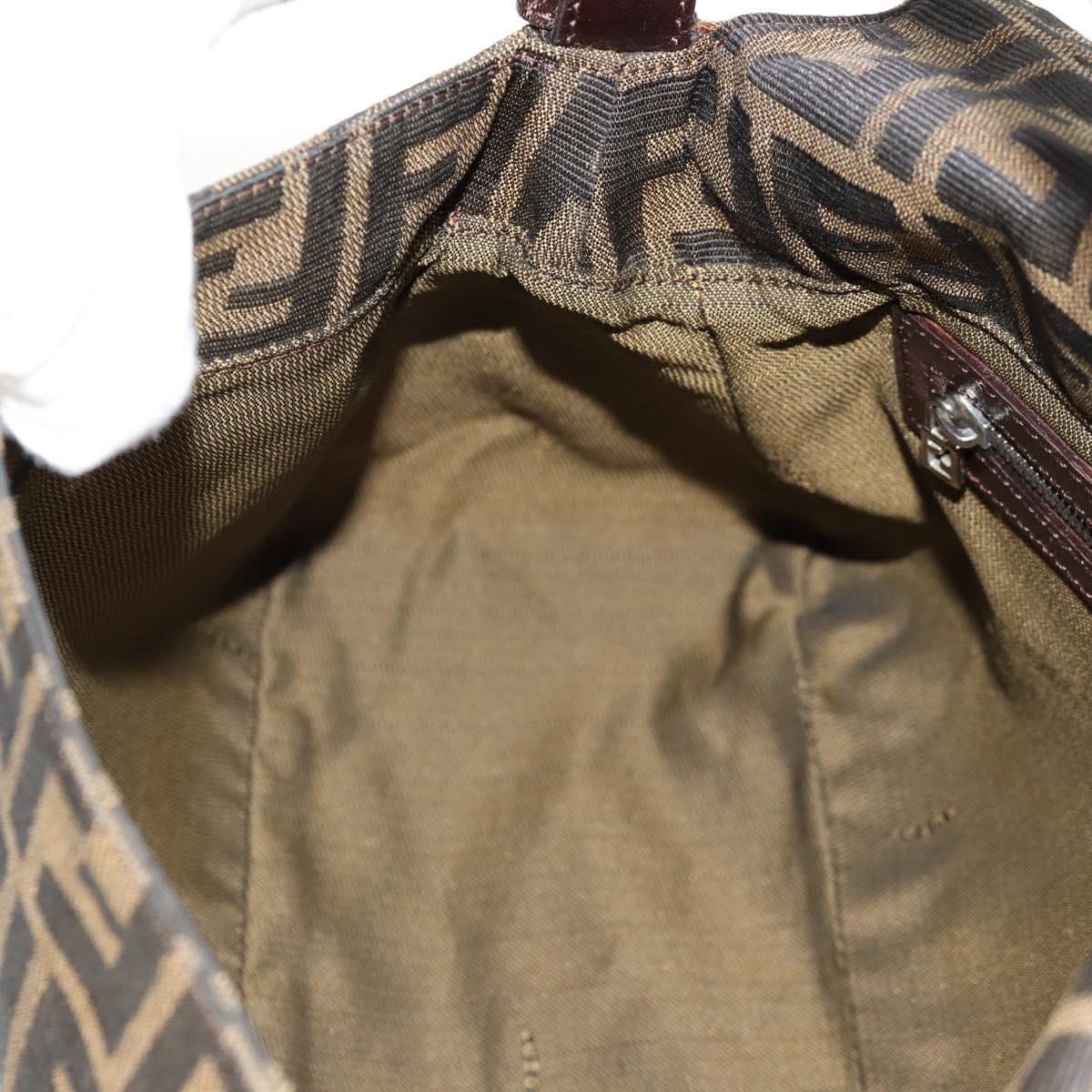 FENDI Zucca Canvas Mamma Baguette Shoulder Bag Black Brown Auth yk20092V