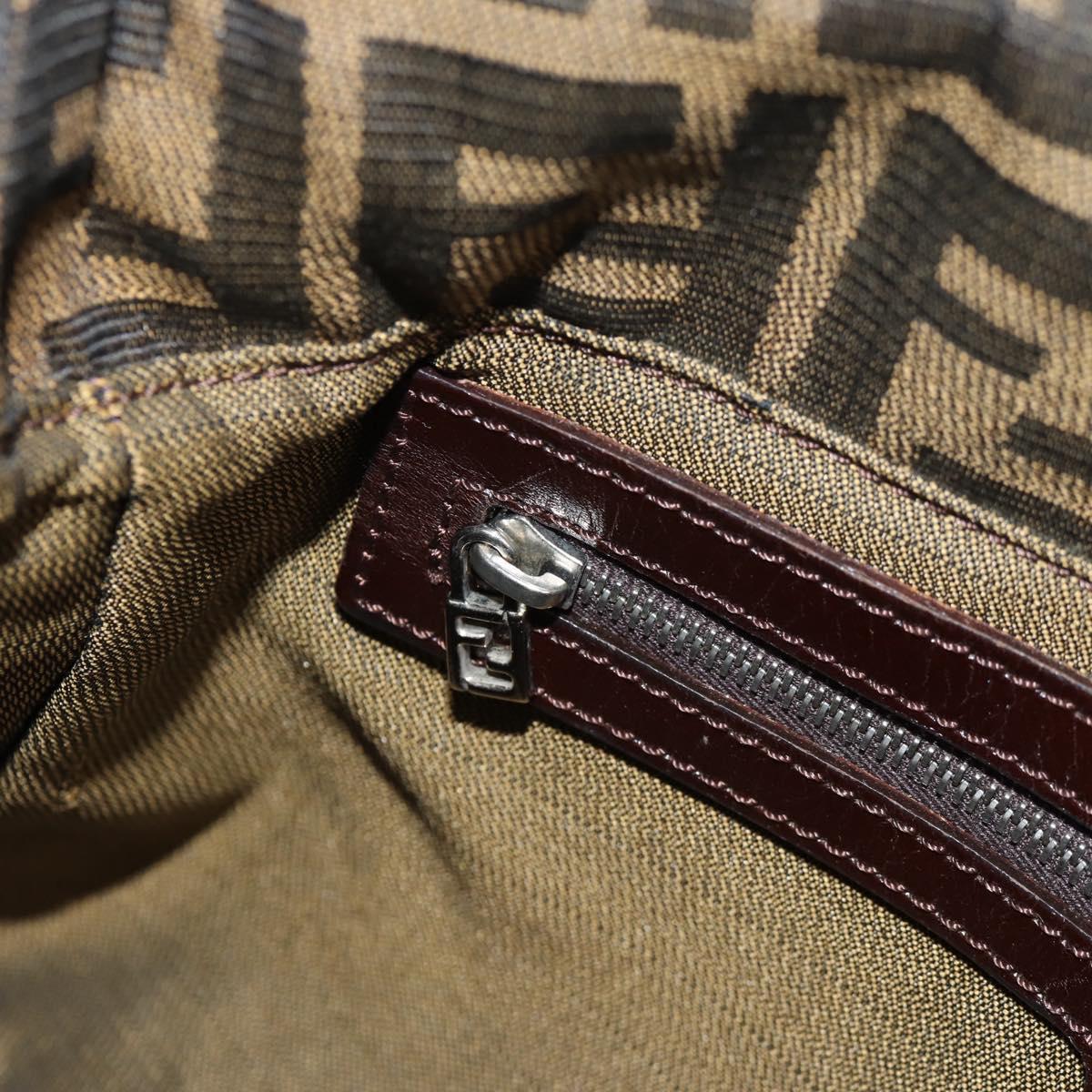 FENDI Zucca Canvas Mamma Baguette Shoulder Bag Black Brown Auth yk20092V