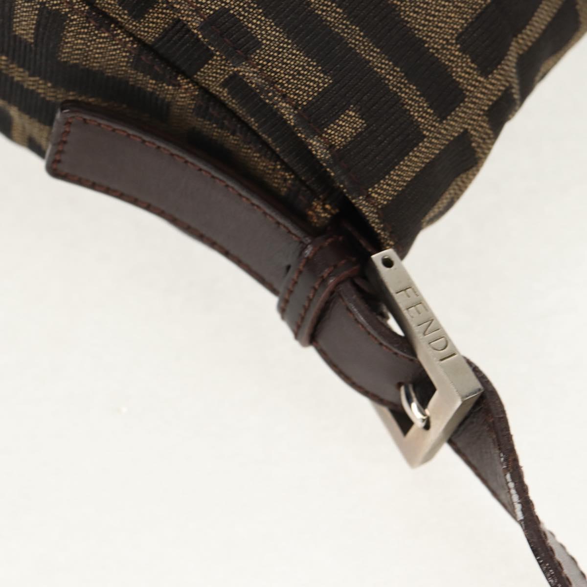 FENDI Zucca Canvas Mamma Baguette Shoulder Bag Black Brown Auth yk20092V