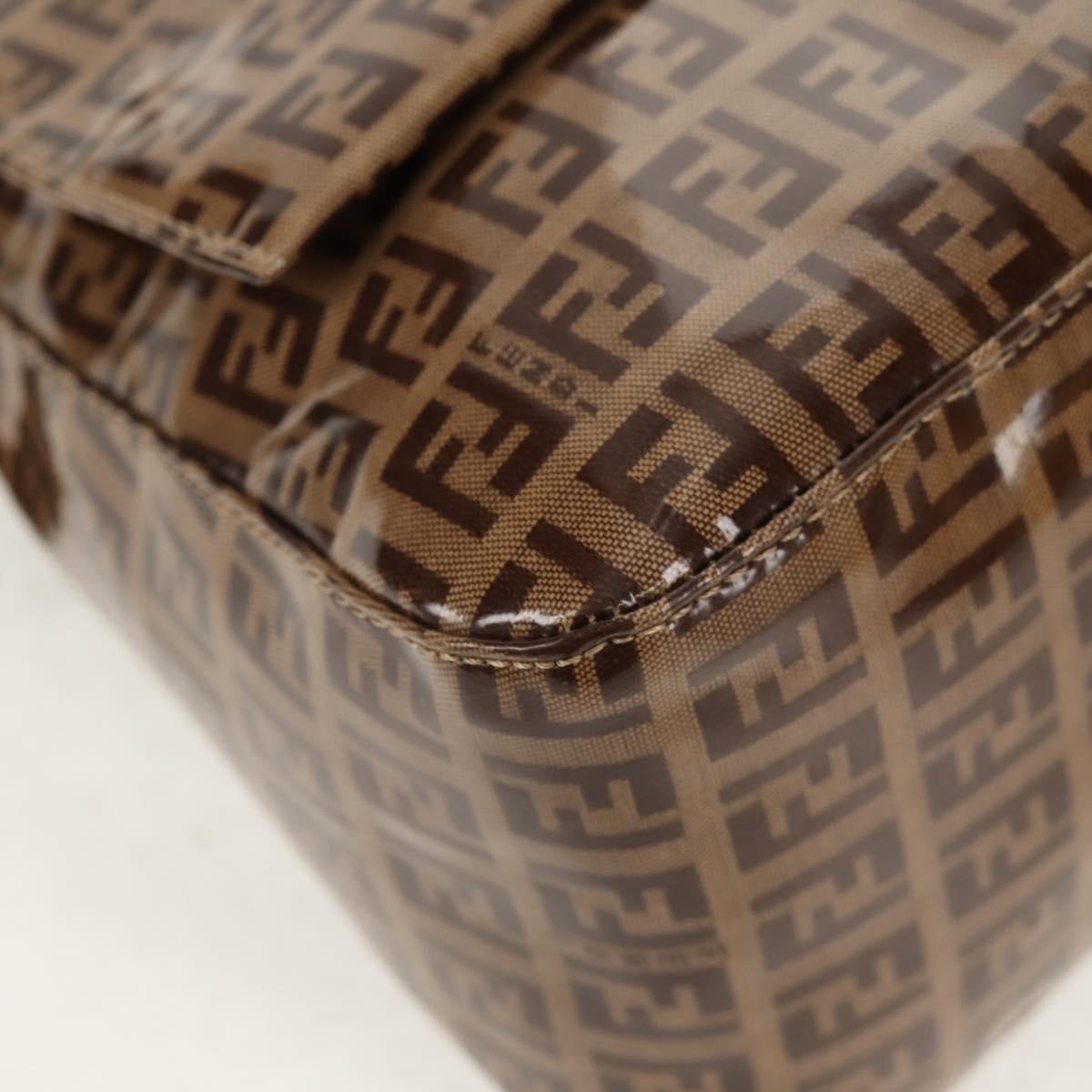 FENDI Zucchino Canvas Mamma Baguette Bag Enamel Beige Gold Auth yk20093V