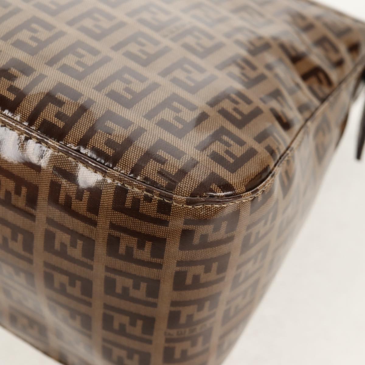 FENDI Zucchino Canvas Mamma Baguette Bag Enamel Beige Gold Auth yk20093V