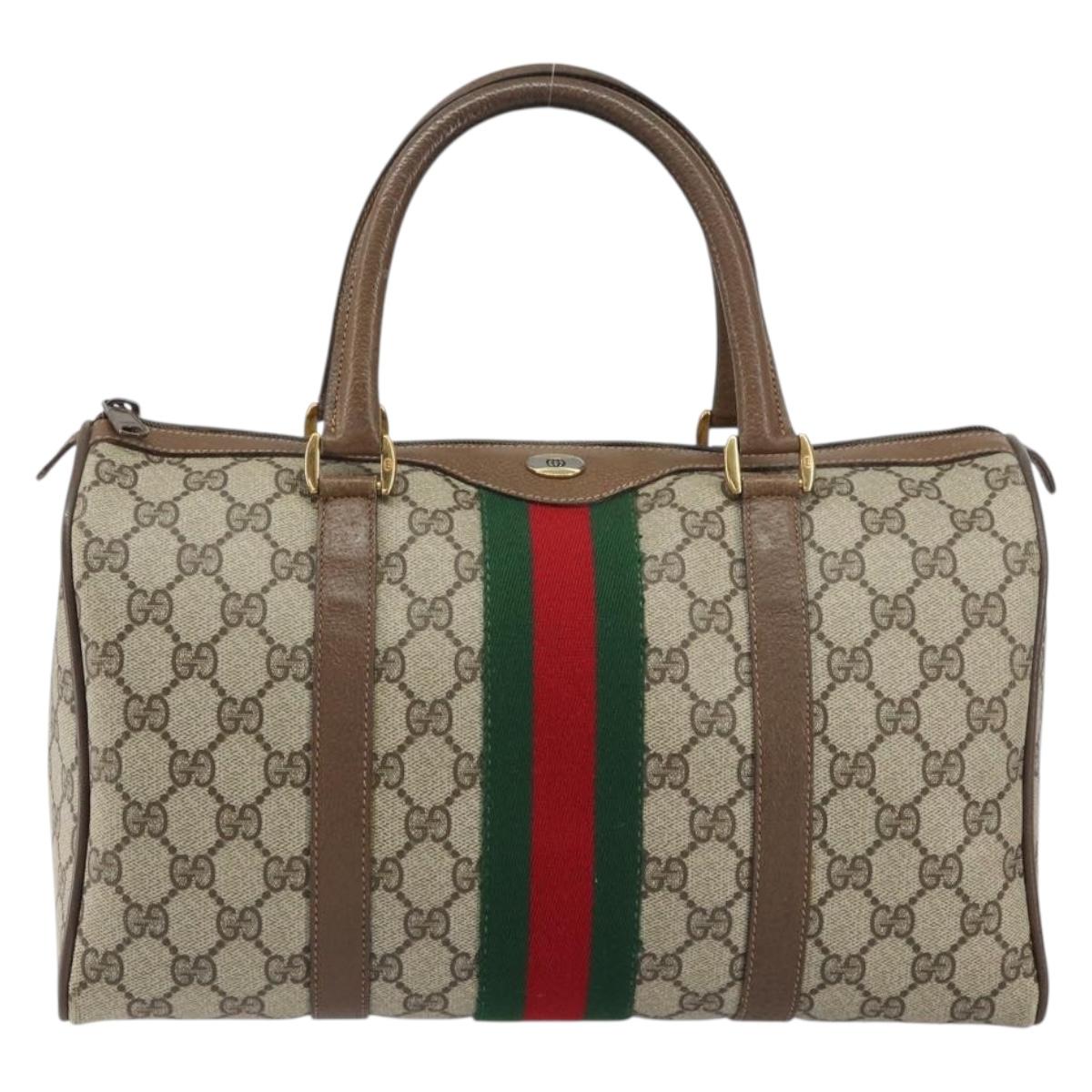 GUCCI GG Supreme Web Sherry Line Bag PVC Beige Gold 39 02 007 Auth yk20098