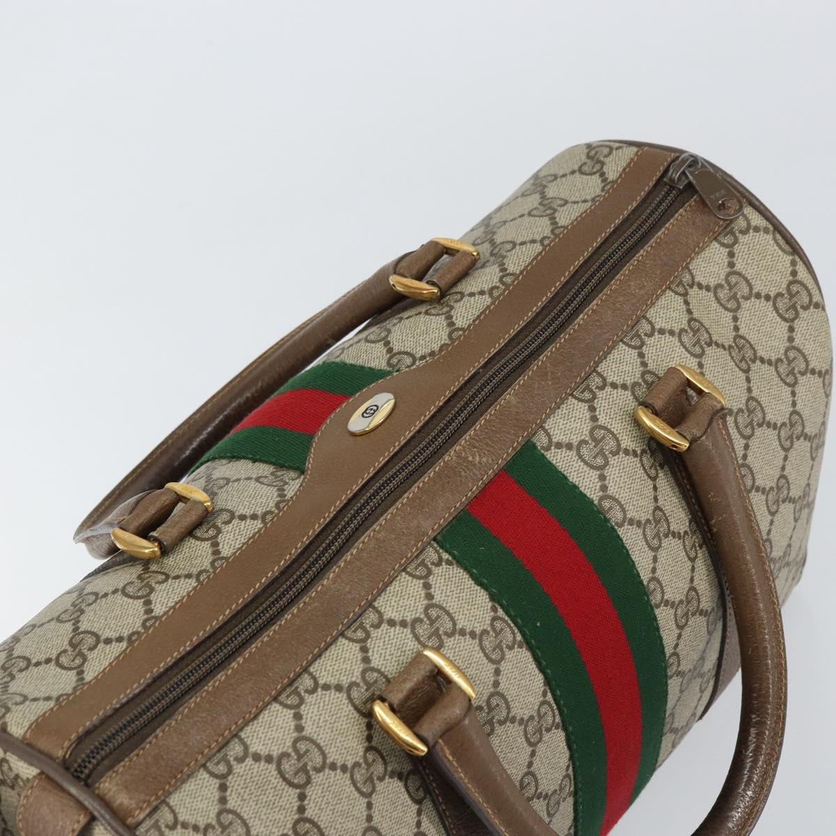 GUCCI GG Supreme Web Sherry Line Bag PVC Beige Gold 39 02 007 Auth yk20098