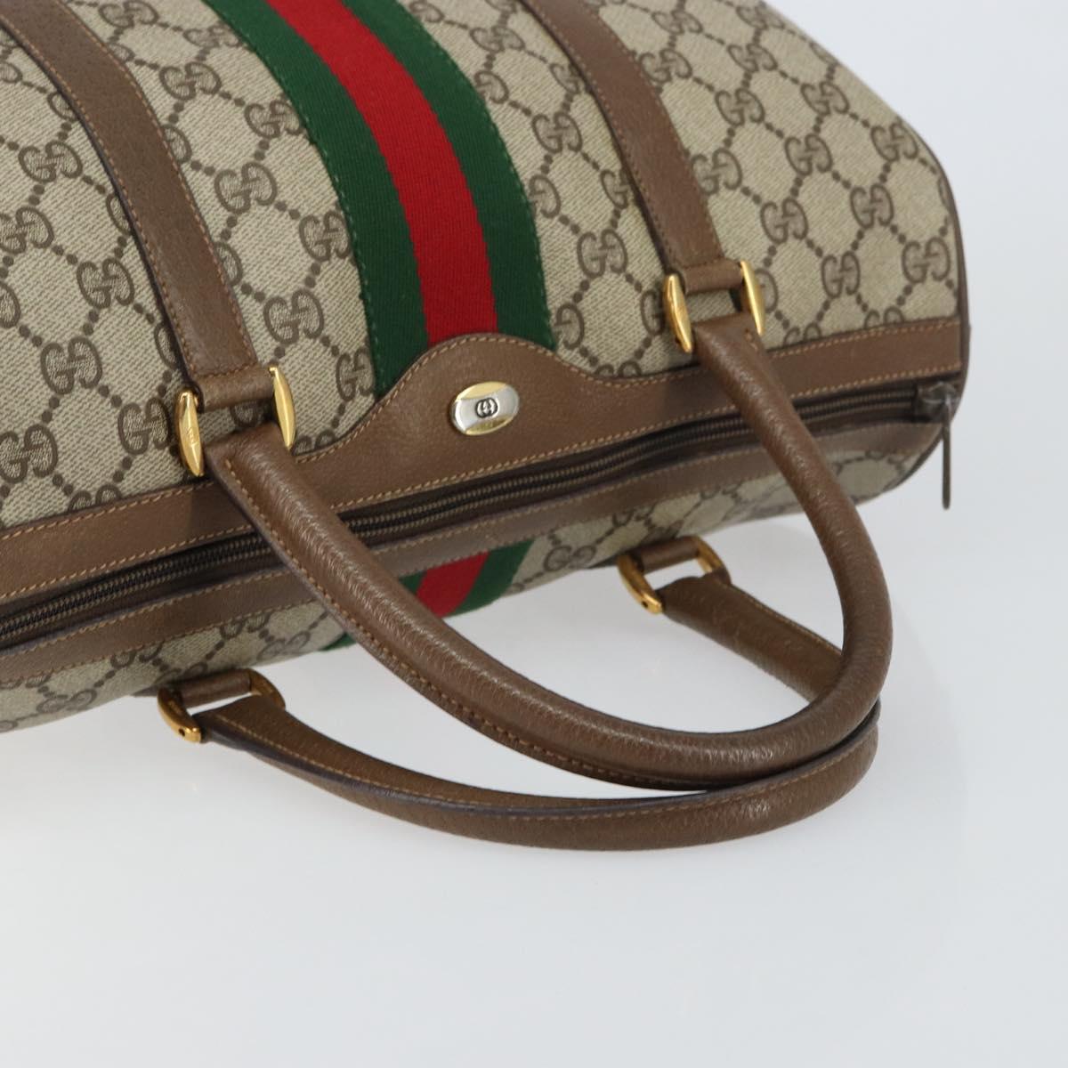 GUCCI GG Supreme Web Sherry Line Bag PVC Beige Gold 39 02 007 Auth yk20098