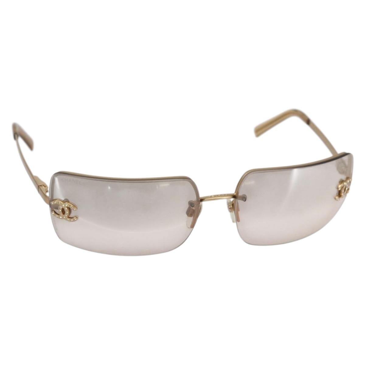 CHANEL Sunglasses metal Gold Tone CC Auth yk20103V