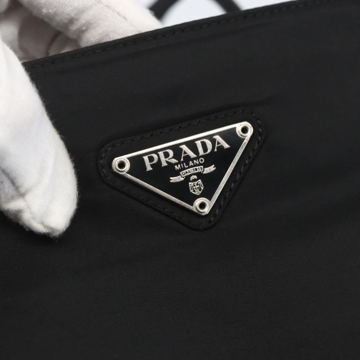 PRADA Tote Bag Nylon Black Silver Auth yk20104V