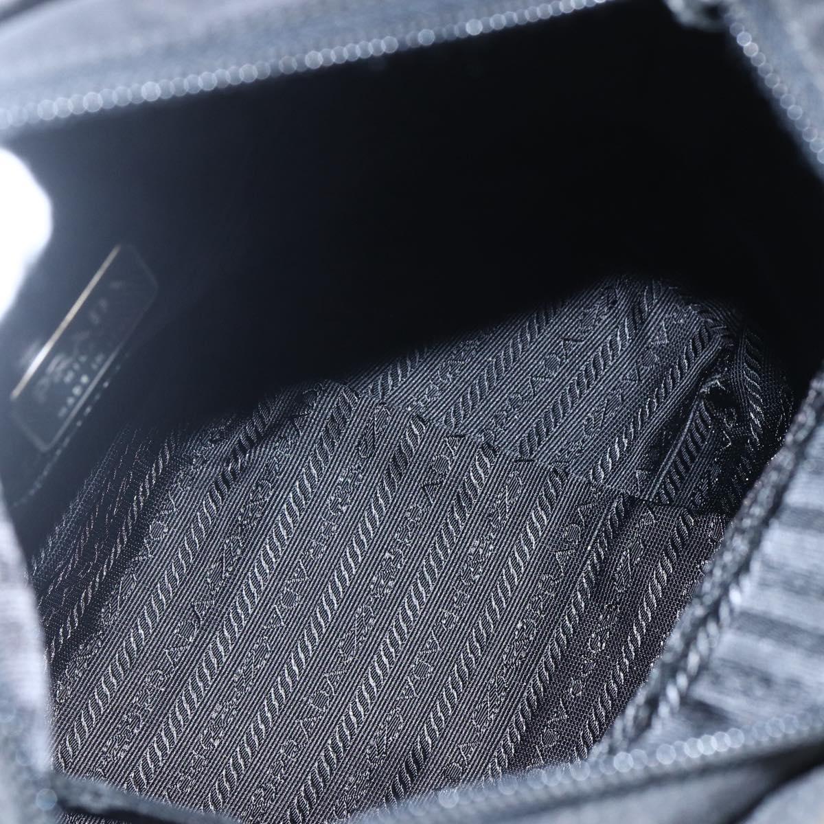 PRADA Tote Bag Nylon Black Silver Auth yk20104V