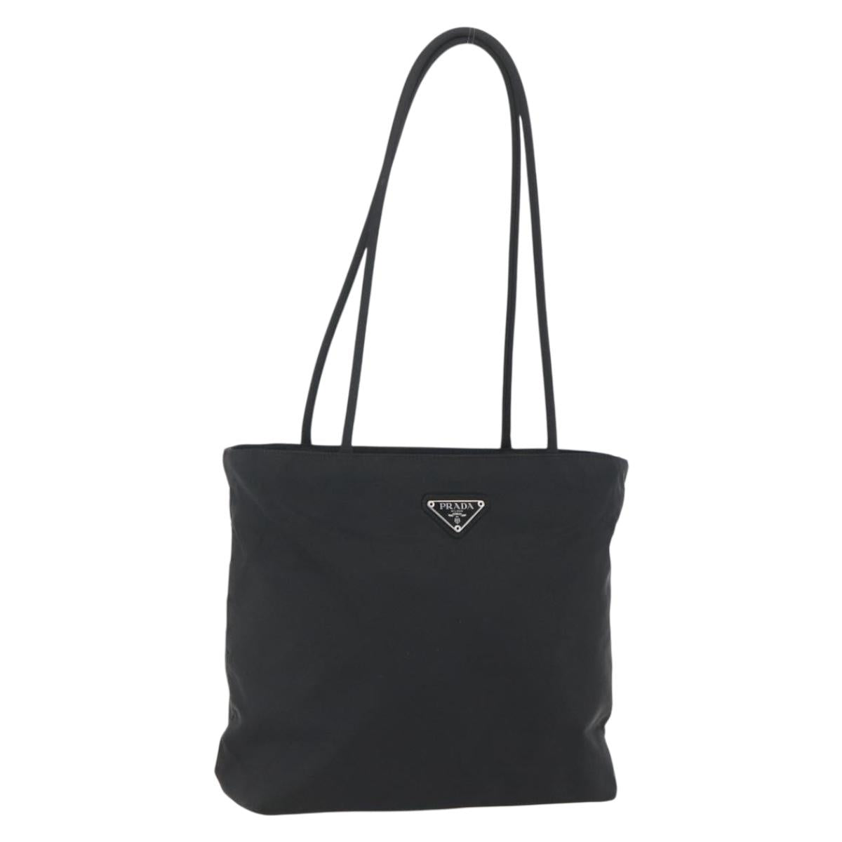 PRADA Tote Bag Nylon Black Silver Auth yk20104V
