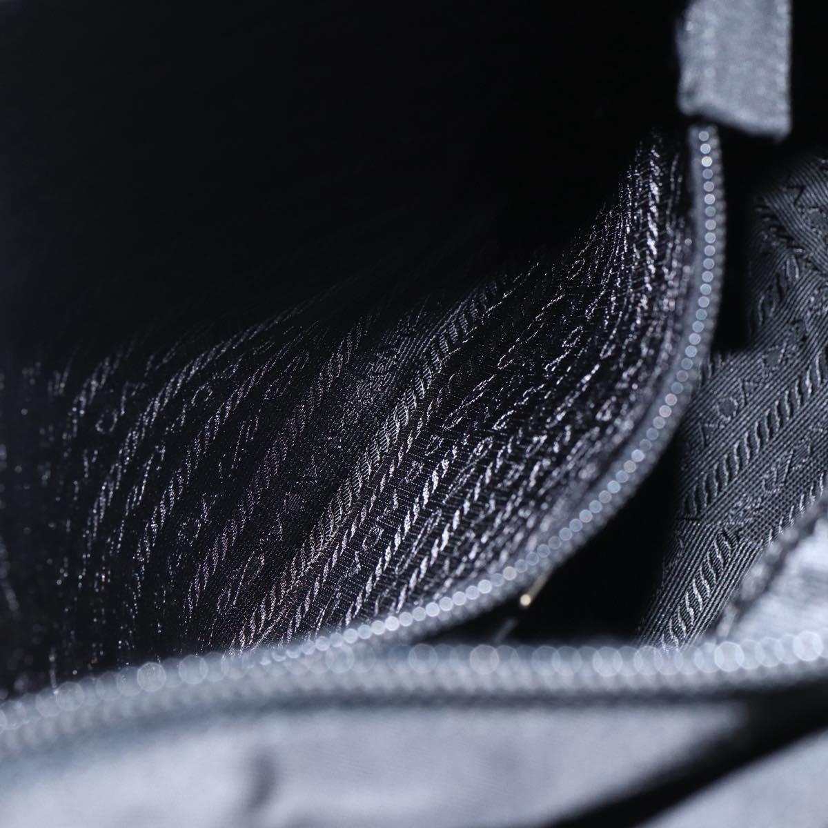 PRADA Tote Bag Nylon Black Silver Auth yk20104V