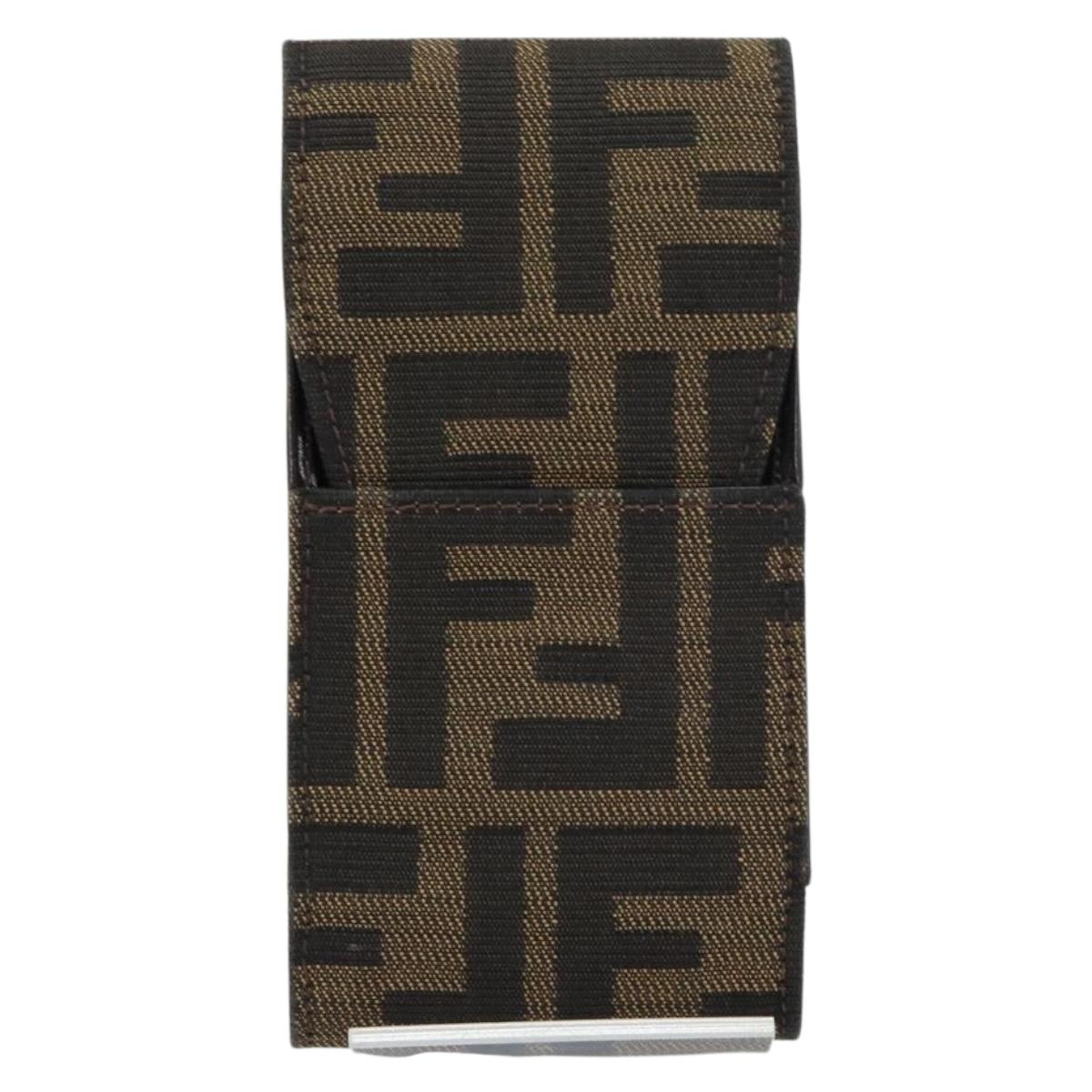 FENDI Zucca Canvas Cigarette Case Black Brown Auth yk20111V