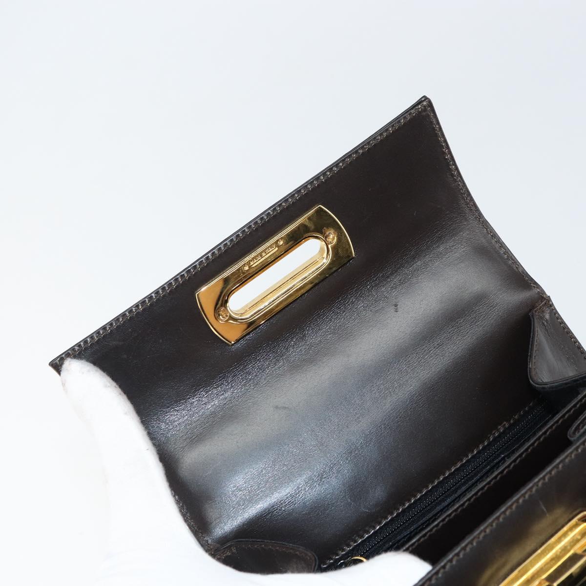 Salvatore Ferragamo Gancini Hand Bag Leather 2way Dark Brown Gold Auth yk20123