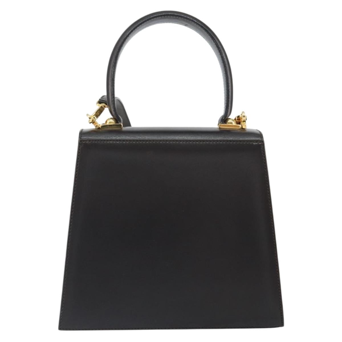 Salvatore Ferragamo Gancini Hand Bag Leather 2way Dark Brown Gold Auth yk20123