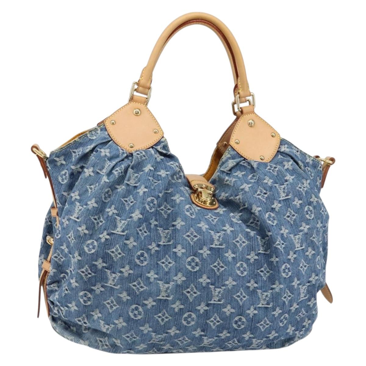 LOUIS VUITTON Monogram Denim XL Hand Bag Blue M95515 LV Auth yk20127V
