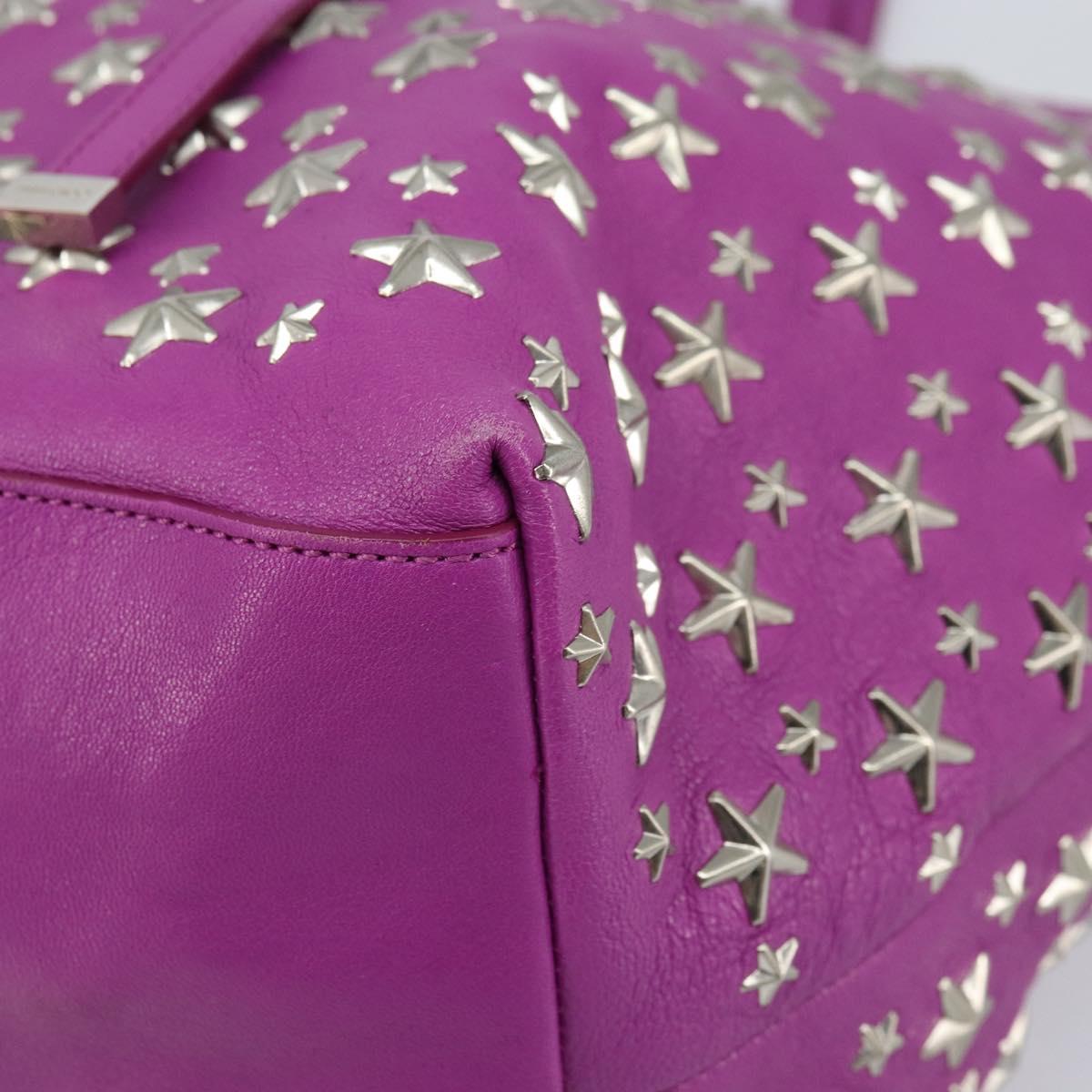 Jimmy Choo Studs Tote Bag Leather Purple Silver Auth yk20140