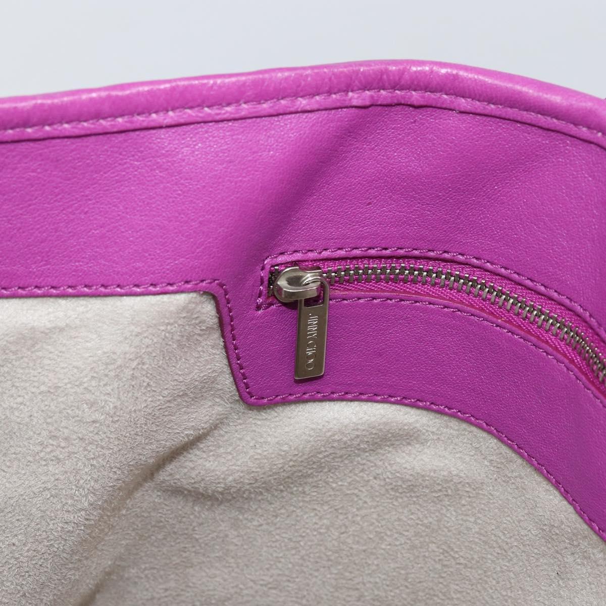 Jimmy Choo Studs Tote Bag Leather Purple Silver Auth yk20140