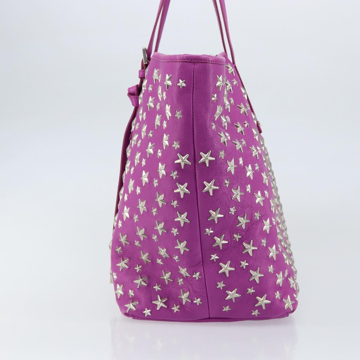 Jimmy Choo Studs Tote Bag Leather Purple Silver Auth yk20140