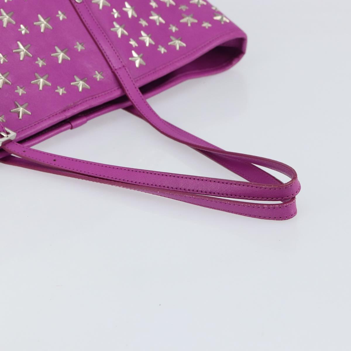 Jimmy Choo Studs Tote Bag Leather Purple Silver Auth yk20140