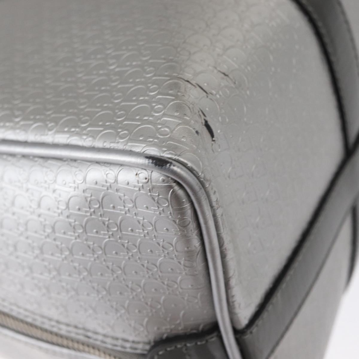 Christian Dior Trotter Canvas Hand Bag PVC Gray Silver Auth yk20143