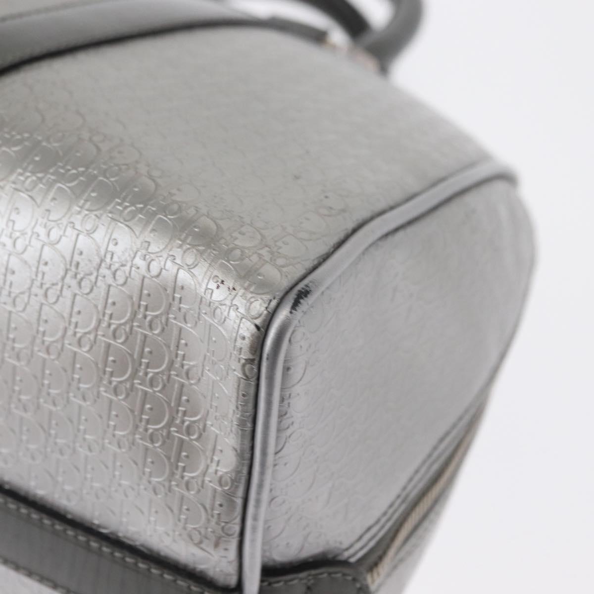 Christian Dior Trotter Canvas Hand Bag PVC Gray Silver Auth yk20143