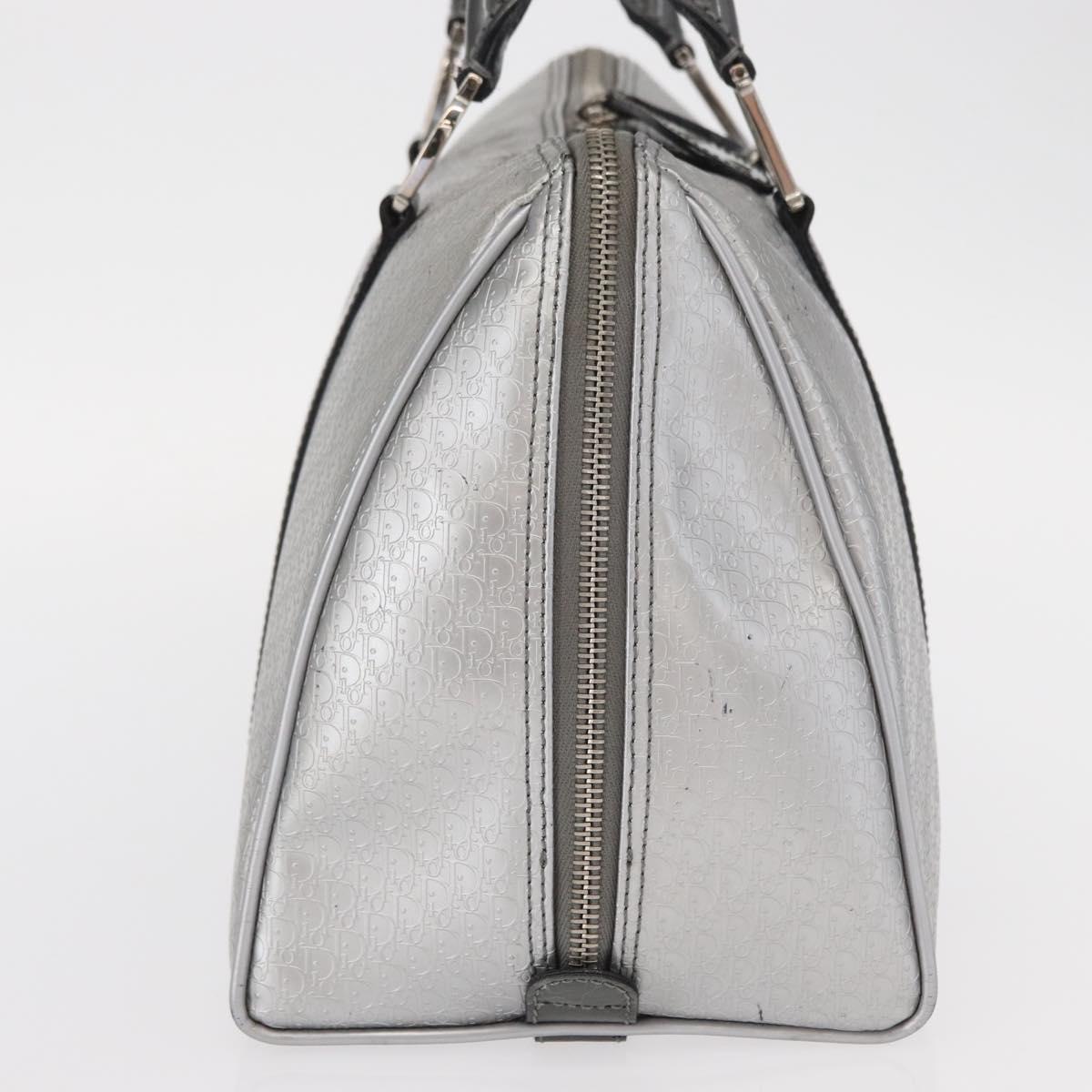 Christian Dior Trotter Canvas Hand Bag PVC Gray Silver Auth yk20143