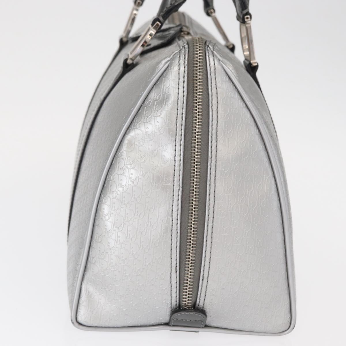 Christian Dior Trotter Canvas Hand Bag PVC Gray Silver Auth yk20143