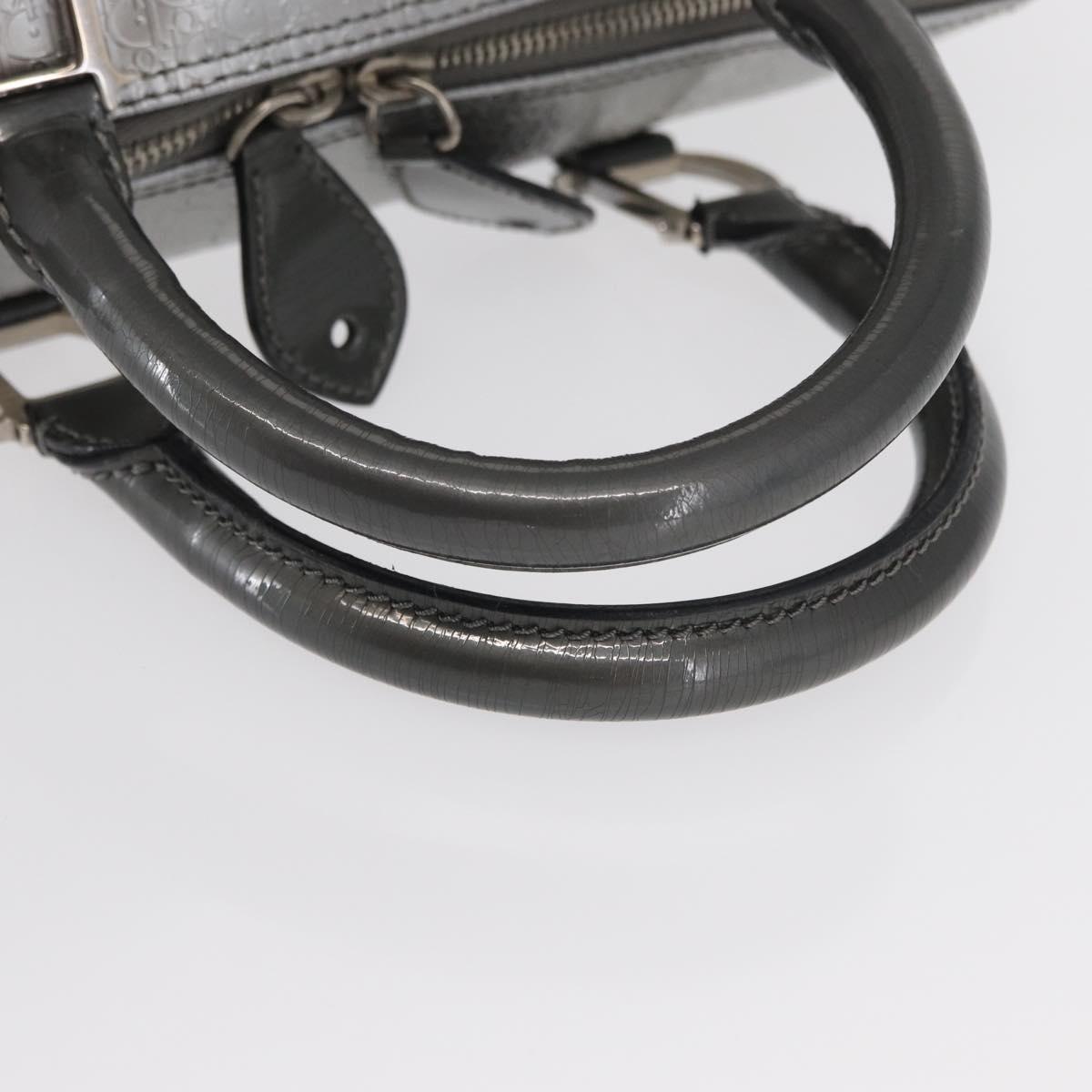Christian Dior Trotter Canvas Hand Bag PVC Gray Silver Auth yk20143