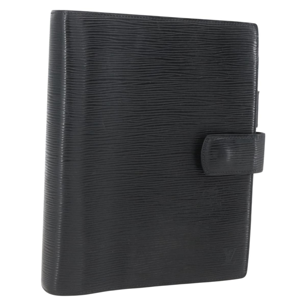 LOUIS VUITTON Epi Agenda GM Day Planner Cover Black Gold R20212 LV Auth yk20152