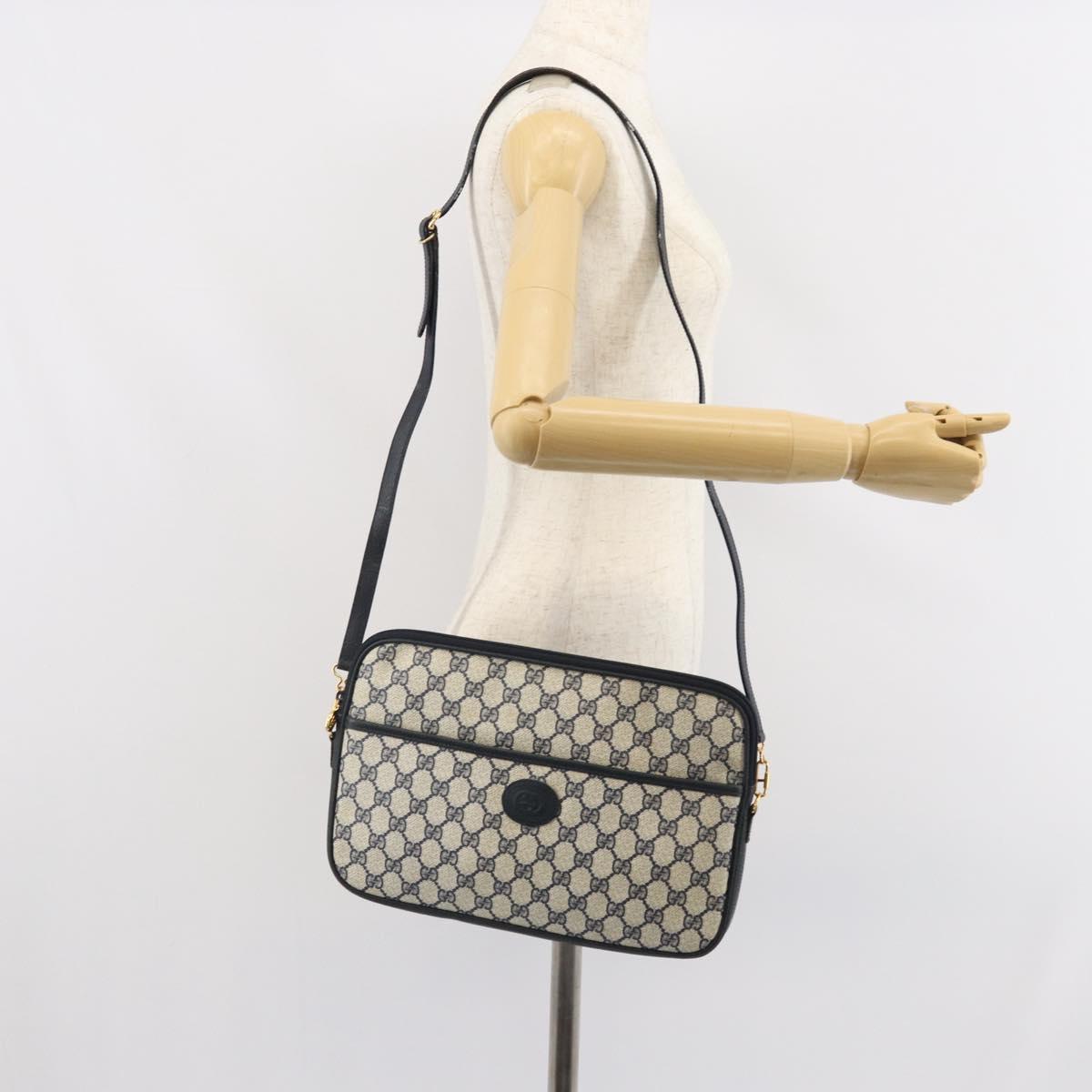 GUCCI GG Supreme Shoulder Bag PVC Navy Gold 004 89 0262 Auth yk20163